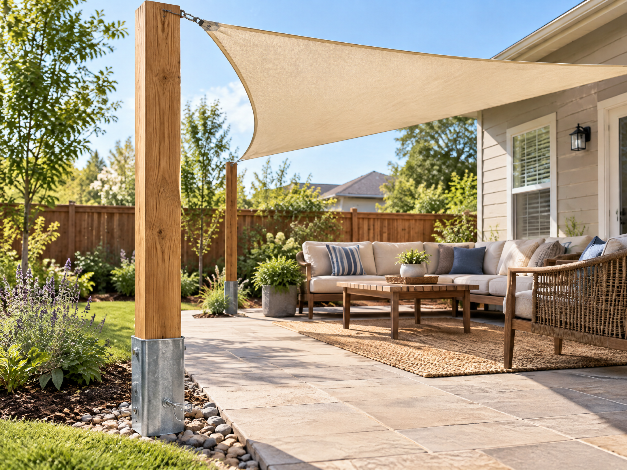 Install Removable Ground-Sleeve Posts for a Small Patio Shade Sail